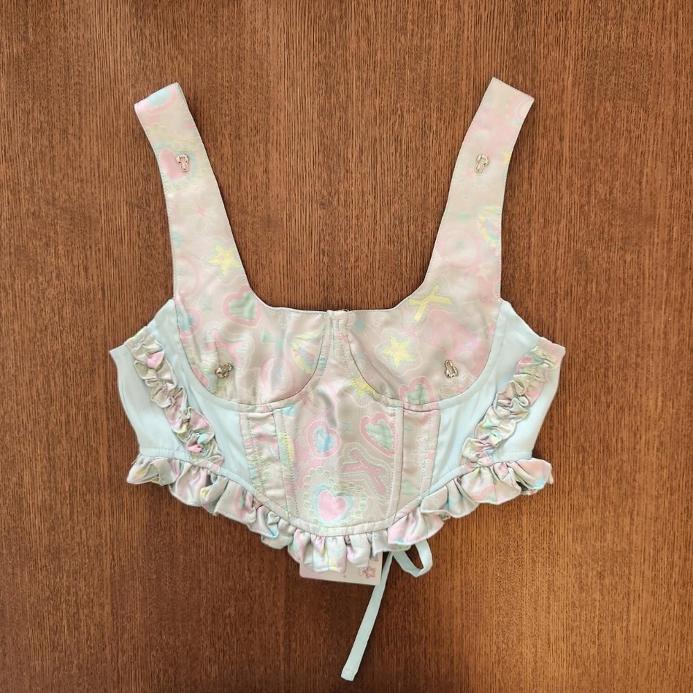 lutra jump Pastel Corset Top with Ruffle Details